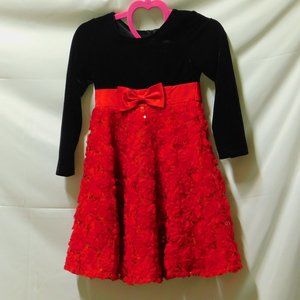 Bonnie Jean Red Floral ribbon flower sequin dress
